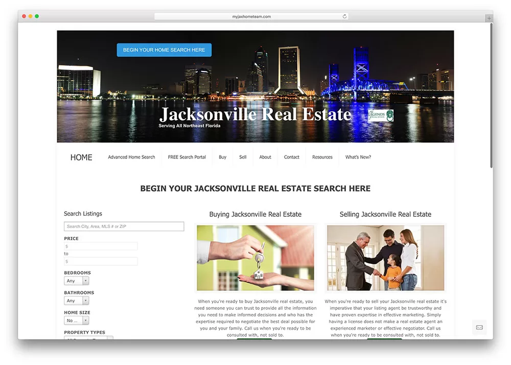 Jacksonville Real Estate Search Website Example With WordPress